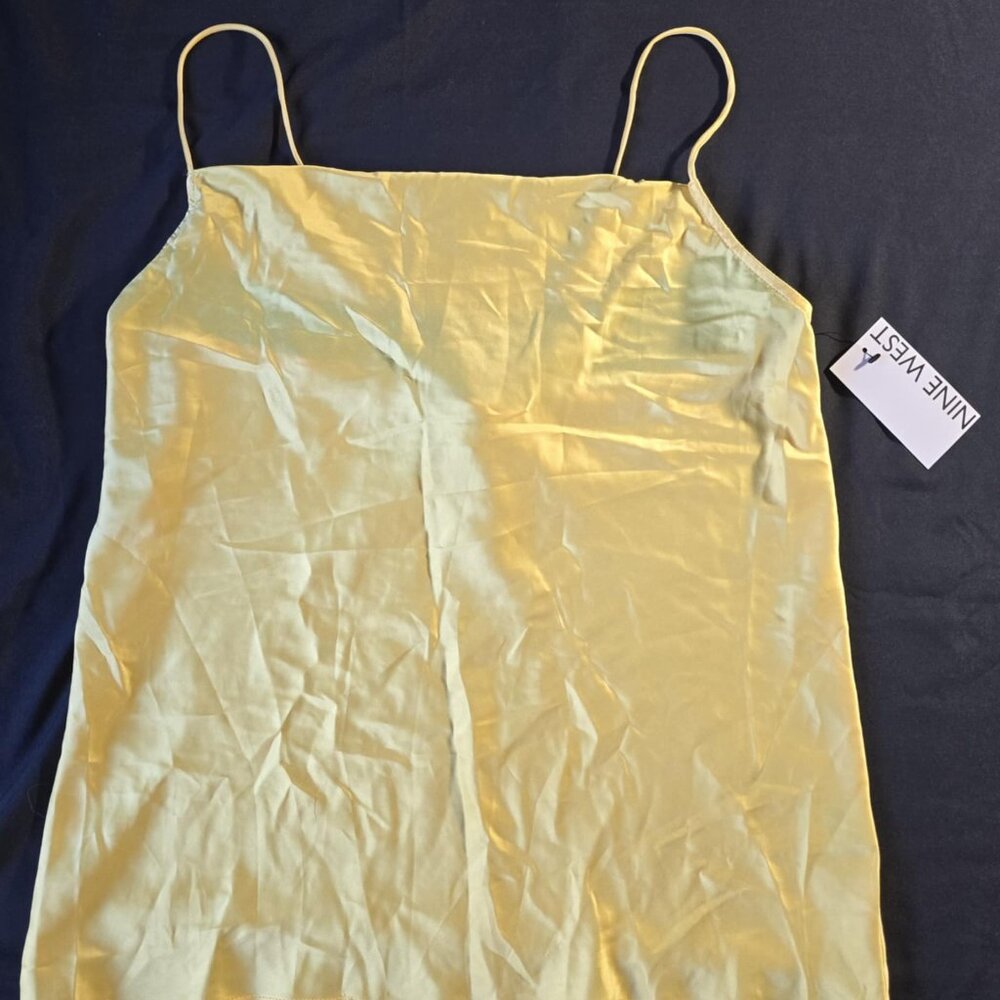 Nine West Layering Tank Top Womens Xsmall Yellow Silky Adjustable Straps New